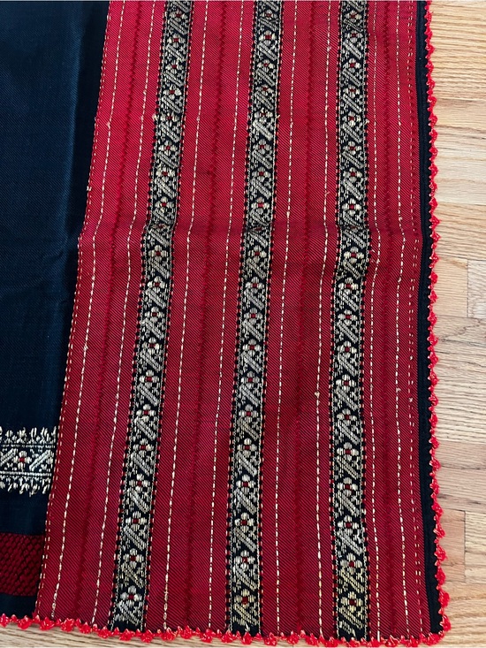 Handmade Dresses & Skirts - Fota/ fusta Red Striped Pencil Skirt with Black Accent Romanian